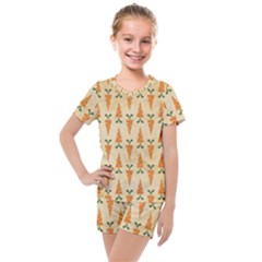 Patter-carrot-pattern-carrot-print Kids  Mesh T-Shirt and Shorts Set
