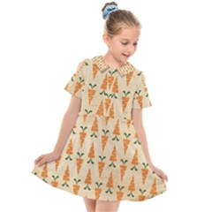Patter-carrot-pattern-carrot-print Kids  Short Sleeve Shirt Dress
