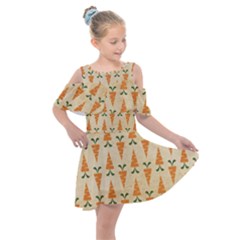 Patter-carrot-pattern-carrot-print Kids  Shoulder Cutout Chiffon Dress