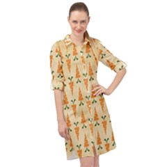 Patter-carrot-pattern-carrot-print Long Sleeve Mini Shirt Dress