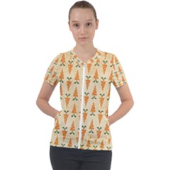 Patter-carrot-pattern-carrot-print Short Sleeve Zip Up Jacket