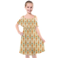 Patter-carrot-pattern-carrot-print Kids  Cut Out Shoulders Chiffon Dress