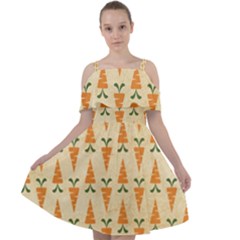 Patter-carrot-pattern-carrot-print Cut Out Shoulders Chiffon Dress