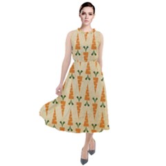 Patter-carrot-pattern-carrot-print Round Neck Boho Dress