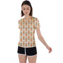 Patter-carrot-pattern-carrot-print Back Circle Cutout Sports T-Shirt