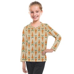 Patter-carrot-pattern-carrot-print Kids  Long Mesh T-Shirt