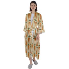 Patter-carrot-pattern-carrot-print Maxi Satin Kimono by Cowasu