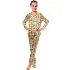 Patter-carrot-pattern-carrot-print Kids  Satin Long Sleeve Pajamas Set