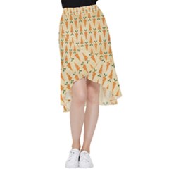 Patter-carrot-pattern-carrot-print Frill Hi Low Chiffon Skirt