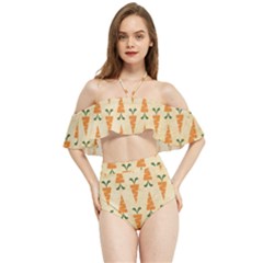 Patter-carrot-pattern-carrot-print Halter Flowy Bikini Set 