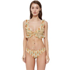 Patter-carrot-pattern-carrot-print Low Cut Ruffle Edge Bikini Set