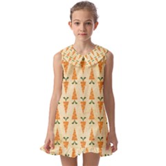 Patter-carrot-pattern-carrot-print Kids  Pilgrim Collar Ruffle Hem Dress