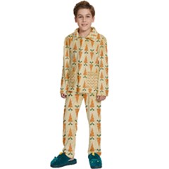 Patter-carrot-pattern-carrot-print Kids  Long Sleeve Velvet Pajamas Set