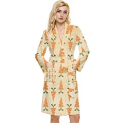 Patter-carrot-pattern-carrot-print Long Sleeve Velvet Robe