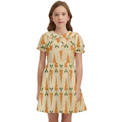 Patter-carrot-pattern-carrot-print Kids  Bow Tie Puff Sleeve Dress