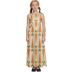 Patter-carrot-pattern-carrot-print Kids  Satin Sleeveless Maxi Dress