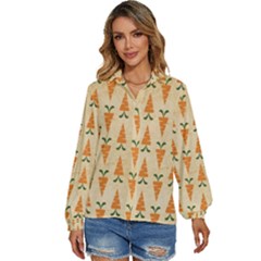 Patter-carrot-pattern-carrot-print Women s Long Sleeve Button Up Shirt