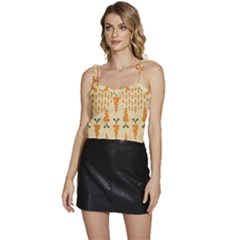 Patter-carrot-pattern-carrot-print Flowy Camisole Tie Up Top