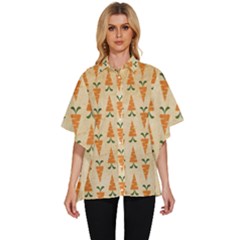 Patter-carrot-pattern-carrot-print Women s Batwing Button Up Shirt