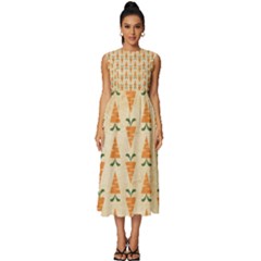 Patter-carrot-pattern-carrot-print Sleeveless Round Neck Midi Dress