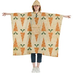 Patter-carrot-pattern-carrot-print Women s Hooded Rain Ponchos