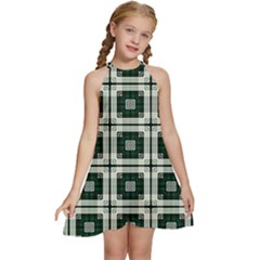 Pattern-design-texture-fashion Kids  Halter Collar Waist Tie Chiffon Dress by Cowasu