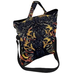 Tiger-predator-abstract-feline Fold Over Handle Tote Bag by Cowasu