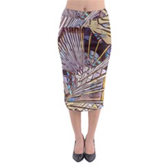 Abstract-drawing-design-modern Midi Pencil Skirt by Cowasu