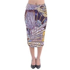 Abstract-drawing-design-modern Velvet Midi Pencil Skirt by Cowasu