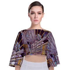Abstract-drawing-design-modern Tie Back Butterfly Sleeve Chiffon Top by Cowasu