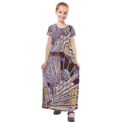 Abstract-drawing-design-modern Kids  Short Sleeve Maxi Dress by Cowasu