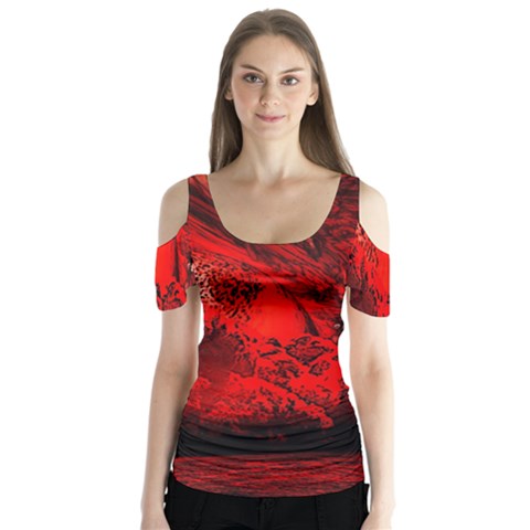 Planet-hell-hell-mystical-fantasy Butterfly Sleeve Cutout T-shirt  by Cowasu