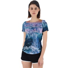 Sea-waves-ocean-water-beach-surf Back Cut Out Sport T-shirt by Cowasu