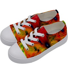 Color-background-structure-lines Kids  Low Top Canvas Sneakers by Cowasu