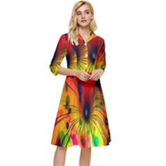 Color-background-structure-lines Classy Knee Length Dress by Cowasu