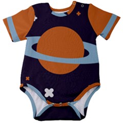 Planet-orbit-universe-star-galaxy Baby Short Sleeve Bodysuit by Cowasu