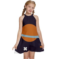 Planet-orbit-universe-star-galaxy Kids  Halter Collar Waist Tie Chiffon Dress by Cowasu