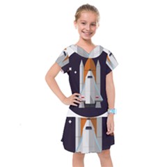 Rocket-space-universe-spaceship Kids  Drop Waist Dress by Cowasu