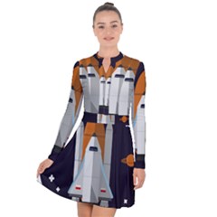 Rocket-space-universe-spaceship Long Sleeve Panel Dress by Cowasu