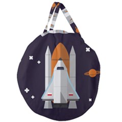 Rocket-space-universe-spaceship Giant Round Zipper Tote