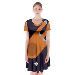 Meteor-meteorite-space-comet Short Sleeve V-neck Flare Dress by Cowasu