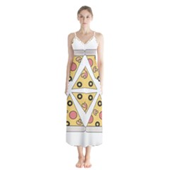 Pizza-slice-food-italian Button Up Chiffon Maxi Dress