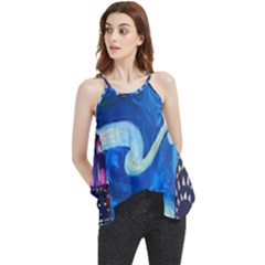 Starry Night In New York Van Gogh Manhattan Chrysler Building And Empire State Building Flowy Camisole Tank Top by Sarkoni