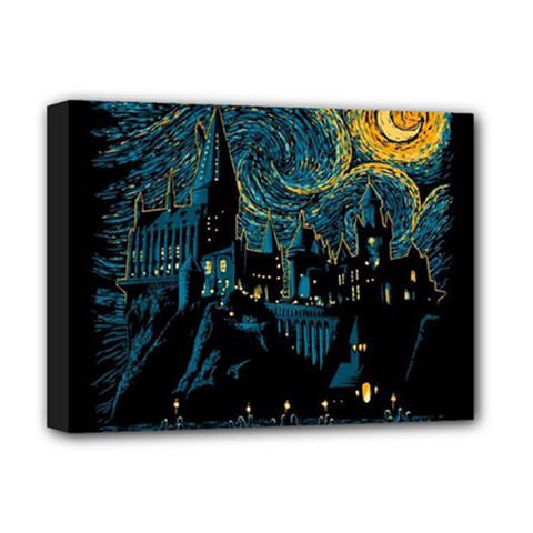 Castle Starry Night Van Gogh Parody Deluxe Canvas 16  X 12  (stretched) 