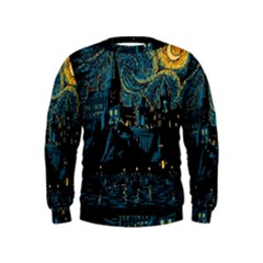 Castle Starry Night Van Gogh Parody Kids  Sweatshirt