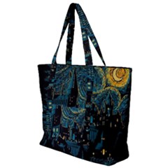 Castle Starry Night Van Gogh Parody Zip Up Canvas Bag