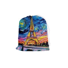 Eiffel Tower Starry Night Print Van Gogh Drawstring Pouch (medium)