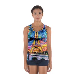 Eiffel Tower Starry Night Print Van Gogh Sport Tank Top 