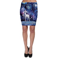 Unicorn Starry Night Print Van Gogh Bodycon Skirt