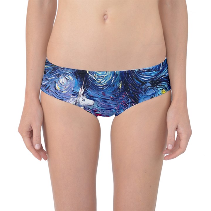 Unicorn Starry Night Print Van Gogh Classic Bikini Bottoms